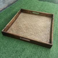 ราคา ถาดไม้สัก ลายจักรสาน ตะกร้า ไม้สัก ถาด สี่เหลี่ยมจตุรัส ถาดผลไม้ Fruit basket tray (11625805774)