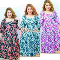 ราคา AiMiss Shop รหัส M18 ชุดเดรสลายดอก แขนสามส่วน เสื้อผ้าสาวอวบ ชุดคนอ้วน เดรสสาวอวบ เดรสลายดอก (26904190632)
