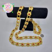 ราคา สร้อยสังวาลย์สีทอง ประดับเพชรพลอยสีแดง เครื่องประดับชุดไทย PT Shop (26393890982)