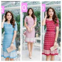 ราคา เดรสผ้าทอลายไทยทรงหางปลา งานสวยมาก ป้ายpandoraไซต์S-5XL (12026251307)