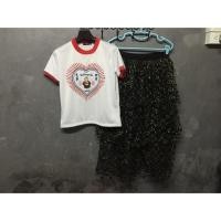 ราคา ชุดเซ็ท2ชิ้น เสื้อยืดลิงถือลูกท้อแขนสั้น กระโปรงขนมชั้นลายหัวใจ ซิปหลัง มือ2 สภาพดี ป้ายNana (4205578882)