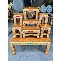 ราคา โต๊ะหมู่บูชาไม้สัก หมู่ 7 หน้า 5 นิ้ว + ฐาน รวม 8ชิ้น โต๊ะวางพระ หน้าตัก 10 นิ้ว กว้าง 60x50x69 ซม. มี 2สี ไม้สักทั้งชุด (22461107736)