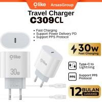 ราคา Olike Travel Charger Head C309CL Output Type-c plus canel lightning Fast Charging PD สูงสุด 30W (56706344268)