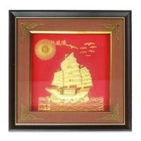 ราคา [โค้ด KUMT185 ลด15%]กรอบรูปเรือสำเภา 10X10 นิ้ว สีทอง สวยงาม (5608976487)