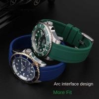 ราคา ➧ Curved End Silicone Rubber Watch Strap For Men Water Ghost Seiko Citizen Tissot 20Mm 22Mm Sport (24380097484)