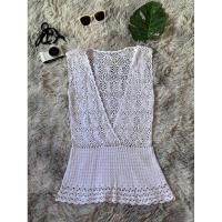 ราคา เดรสลูกไม้สั้นขาว มือสอง สภาพดี (23985767829)