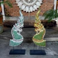ราคา 1คู่ นาคเงิน นาคทอง พญานาค นาค ไม้แกะสลัก ตกแต่งบ้าน ตกแต่งวัด ตกแต่งห้องพระ ของทำบุญ ของถวาย แก้บน (15445373207)