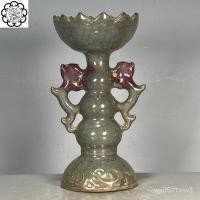 ราคา โบราณวัตถุเบ็ดเตล็ดสินค้ามือสองเครื่องลายคราม Jun สมัยราชวงศ์ซ่งเตาเผา Jun เปลี่ยนแขวนโคมไฟดอกบัวแดงเชิงเทียนเครื่องประด (27602715948)