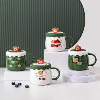 ราคา ถ้วยเซรามิค Strawberry Bear พร้อมฝาปิดซิลิโคนสุดน่ารัก (41578923492)