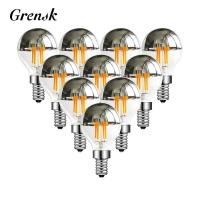 ราคา G45 Globe E14 Led Lamp Silver Mirror 4W Retro LED Filament Light Bulb E12 110V E27 Warm White 2700K Decorative Lighting (27713669003)