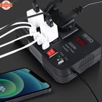 ราคา 300W ปลั๊กจุดุหรี่ อินเวอร์เตอร์ แปลงไฟ220V Smart Power Inverter DC 12V to AC 220V 50Hz w/4 USB 5v4.1a Ports 4 AC (26791020107)