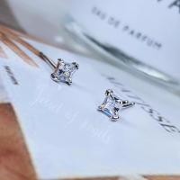 ราคา ต่างหูเงินแท้ S925 รุ่น Equal เพชรCZสี่เหลี่ยม สีเงิน ตุ้มหูเงินแท้ทั้งชิ้น Silver925 ต่างหูน่ารัก (25619403808)