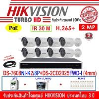 ราคา Hikvision IP ชุดกล้องวงจรปิด 2MP รุ่น DS-2CD2025FWD-I 4mm(8)+NVR DS-7608NI-K2/8P(1)+ชุดอุปกรณ์ (8257028735)