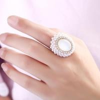 ราคา วินเทจหรูหราสีขาวโอปอลคริสตัลแหวนสําหรับผู้หญิงมุกธรรมชาติสีทองปรับแหวนหญิงโบฮีเมียนเครื่องประดับ (53356024951)