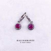 ราคา L6406 ต่างหูพลอยทับทิมแท้ ( Natural Ruby ) แบบอิงลิชล็อค ตัวเรือนเงินแท้925 ชุบทองคำขาว (17676648402)