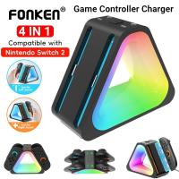 ราคา Fonken Controller Charger 4 in 1 แท่นชาร์จพร้อมไฟ RGB Charger Stand Station สําหรับ Nintendo Switch2 Joy-Con อุปกรณ์เสริม (41206249355)