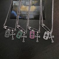 ราคา สร้อยคอ Chrome Hearts/925 Silver Multiple Diamond Cross Pin Necklace (28262742469)