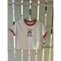 ราคา เสื้อยืดเอวลอยสีขาวเเถบชมพู (27003063661)