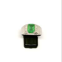ราคา แหวนมรกต แหวนผู้ชาย พลอยมรกต พลอยสีเขียว เม็ดสี่เหลี่ยม แหวนเงินแท้ 925 (28923336427)