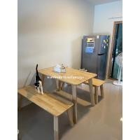 ราคา ชุดโต๊ะทานข้าว 4ที่นั่่งไม้ยางพาราประสาน สีไม้ธรรมชาติ (16796073361)