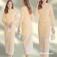 ราคา ชุดไทยจิตรลดา ชุดset 2ชิ้น เสื้อ+ผ้าถุงสำเร็จทรงจิตรดาผ้าไหมญี่ปุ่นลายไทย ชุดทำงาน ชุดทำบุญ (15289499549)