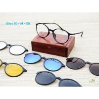 ราคา [ส่งจากไทย] แว่นคลิปออน Round พร้อมชุดคลิปออนแม่เหล็ก 5 สี (1157928138)