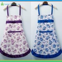 ราคา ผ้ากันเปื้อนครัวผ้าใบผ้าฝ้ายลายดอกไม้ทวิตพร้อมกระเป๋า,เข็มขัดเอวปรับได้ผ้ากันเปื้อนเอี๊ยมกันน้ํา ไทย (52506111635)