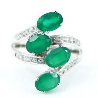 ราคา SKJewelryFactory แหวนพลอยกรีนอะเกทแท้ สีเขียวดั่งมรกต ตัวเรือรเงินแท้ ER00836-GAG (4763087243)