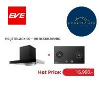 ราคา EVE ชุดเซ็ต เครื่องดูดควัน+เตาแก๊ส HB78-SBH289/BG + HC-JETBLACK-90 (8851737200360) (41350025110)