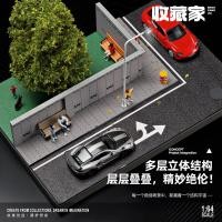 ราคา 1: 64 จําลองถนนถนนถนนถนนถนนที่มีแสงฉากขนาดเล็กรถรุ่นสามมิติภูมิทัศน์แสดงเครื่องประดับ (26938780526)