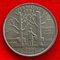 ราคา เหรียญสหรัฐอเมริกา​​ USA​​ Quarter Dollar 0.25 USD ปี 2001 Vermont เหรียญต่างประเทศ (29817287077)