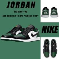 ราคา จัดส่งที่รวดเร็ว Nike Air Jordan 1 Low “Green Toe” ของแท้ 100% 553558-371 รองเท้าบาสเก็ตบอลย้อนยุครองเท้าผ้าใบรองเท้าวิ่ (24909438270)