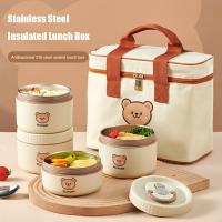 ราคา กล่องข้าวพกพา กล่องอาหารกลางวันหุ้มฉนวนสแตนเลสทรงกลมกล่องอาหารกลางวันหมีขนาดเล็กปรับรังไทย (40028776950)