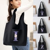 ราคา Reusable Shopping Bags Women's Tote Bag Women's One-shoulder Tote Bag Grocery Shopping Tote Purple flower Print (40410213088)