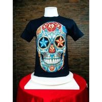 ราคา เสื้อยืด คอกลม สีดำ ผ้า Cotton100% ROCK CHANG HD77 ลายหัวกระโหลกตาเป็นดาว (18572825368)