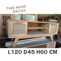 ราคา teak wood rattan cabinet พร้อมส่ง ตู้ลิ้นชัก ไม้สักแท้100%โต๊ะวางทีวี เฟอร์นิเจอร์ ชั้นวางทีวี32นิ้ว (19385255258)