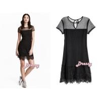 ราคา HM Lace neck Dress black (1318983586)