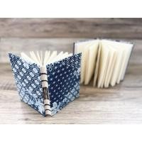 ราคา สมุดทำมือ สมุดบันทึกทำมือ ปกผ้าย้อมครามลายดอกไม้-ตาราง (29910934833)