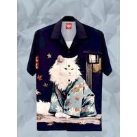 ราคา เสื้อเชิ้ตฮาวายไหมอิตาลี่ ลายแมวเปอเซียขาว (47954851402)