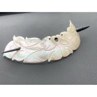 ราคา ปิ่นปักผม เปลือกหอยมุกแท้แกะสลัก ตัวไม้เสียบทำจากเขาควาย เปลือกหอยมุกแท้ธรรมชาติ หายาก (28491105079)