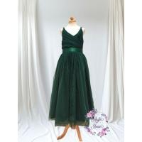 ราคา ชุดราตรีเด็กมือ2ชุดราตรี ชุดออกงานเด็กสีเขียว สายเดี่ยว (28750109546)