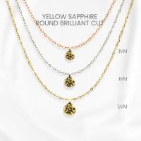 ราคา สร้อยคอบุษราคัมแท้ (Yellow Sapphire) กลมฝังหุ้มลักชัวรี่ เงินแท้ 925 ชุบทองคำขาว/ทอง /โรสโกลด์ จี้พลอย GEORGE Jewelry (45706356855)