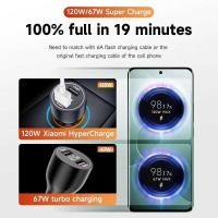 ราคา ▥ Xiaomi Mi Car Charger 120W 67W 6A Fast CHARGING Dual-Port USB Aสําหรับxiaomi 14 Ultra 13 13T (29741799386)