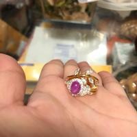 ราคา แหวนทับทิมกิมบ่เซี่ยงใบมะกอกประดับเพชรสวิส (6614863020)