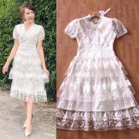 ราคา เดรสลูกไม้ขาว!!! M-L Dress เดรสสีขาวปักลูกไม้กระโปรงระบายชั้นๆ งานป้าย Love love (2814019974)