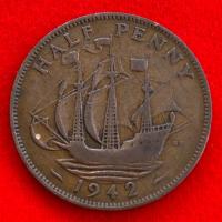 ราคา เหรียญอังกฤษ United Kingdom ½ penny ปี 1942 เหรียญ​ต่างประเทศ (25114307754)