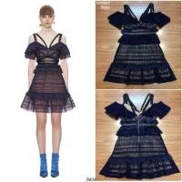ราคา Self portrait dress เดรสลูกไม้ สีกรม งานป้ายRosalind size S ของใหม่ (57450650732)