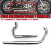 ราคา For Yamaha Virago XV535 XV 535 XV400 XV 400 Motorcycle Exhaust Pipe Drag Pipes Full Muffler Exhaust (56753195242)