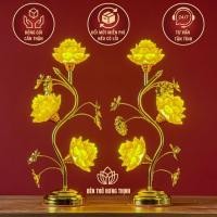 ราคา โคมไฟหมู่บูชาดอกบัว 3 ดอก ลาพิส ลาซูลี ทรงกิ่งโค้ง สูง 48ซม. ราคา 1 คู่ (49602536582)