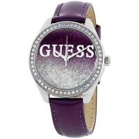 ราคา #ส่งฟรี EMS‼️ #ของแท้ % Guess Glitter Girl Purple Dial Leather Strap Ladies Watch W0823L4 (1174223639)